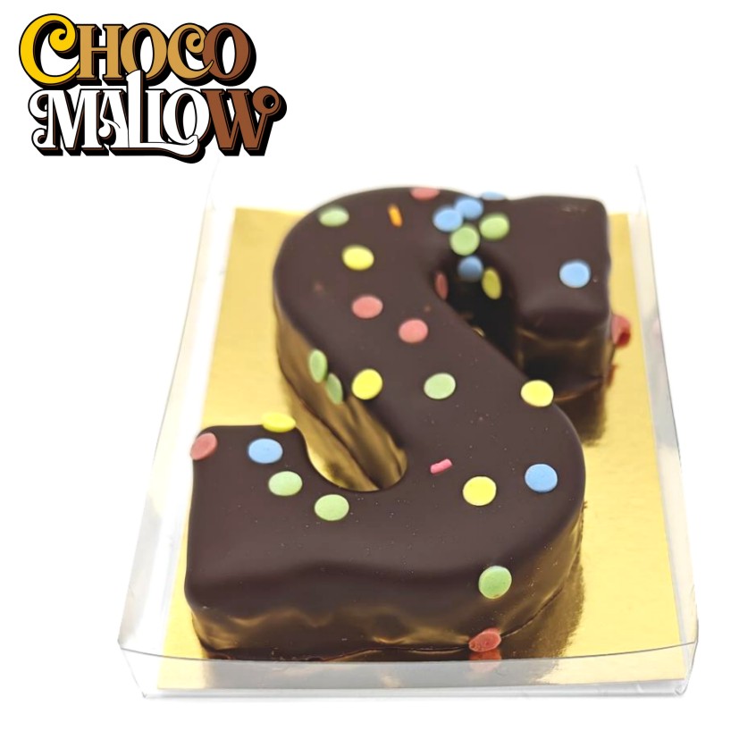 chocomellow, letter S,marshmellow, marshmallow met chocolade, marshmallow met chocolade met logo