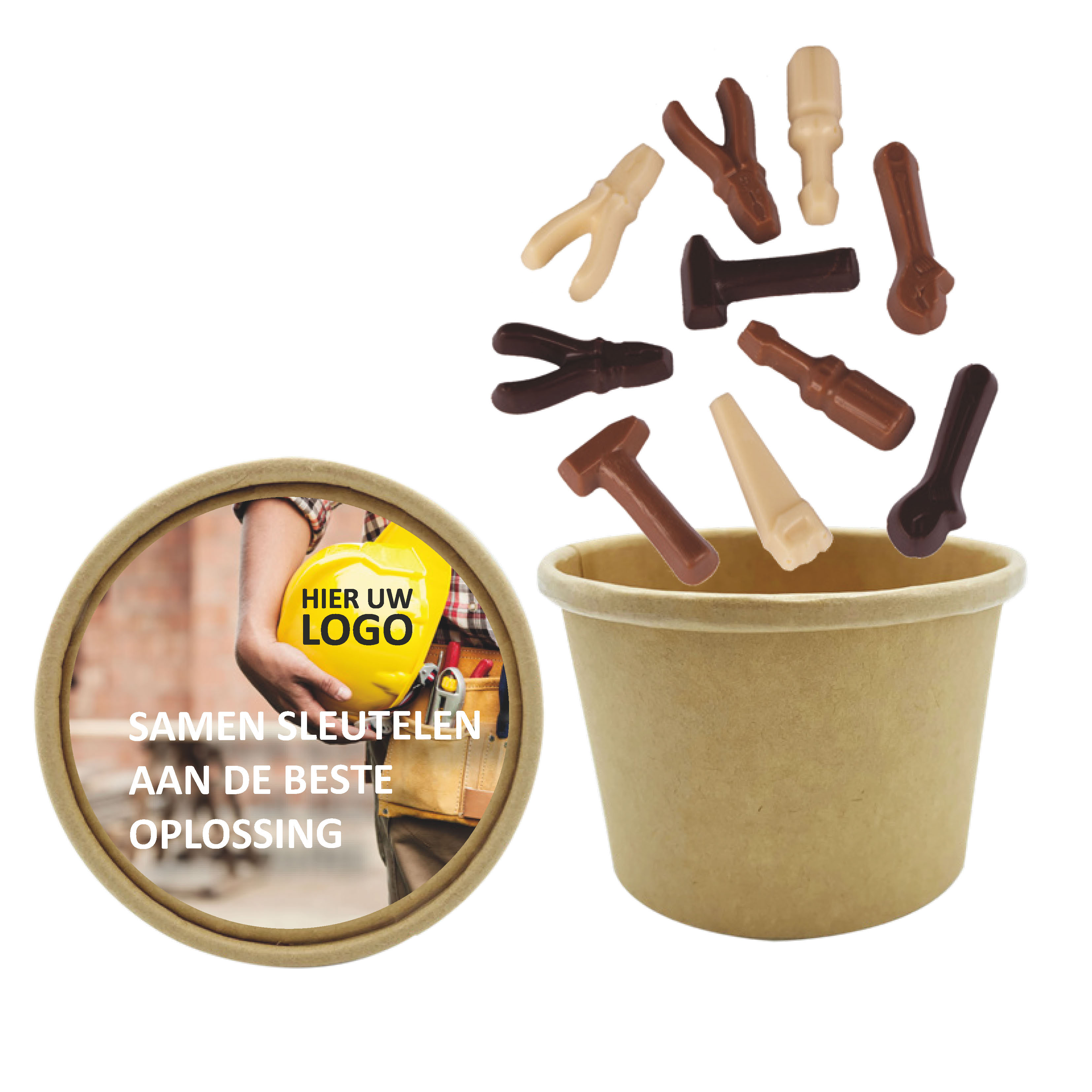 biobeker klus chocolade, chocolade met een logo
