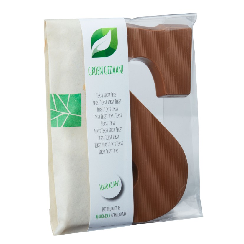 Ecolijn GROEN GEDAAN Chocoladeletter 200 gr A t/m Z volledig biologisch afbreekbaar