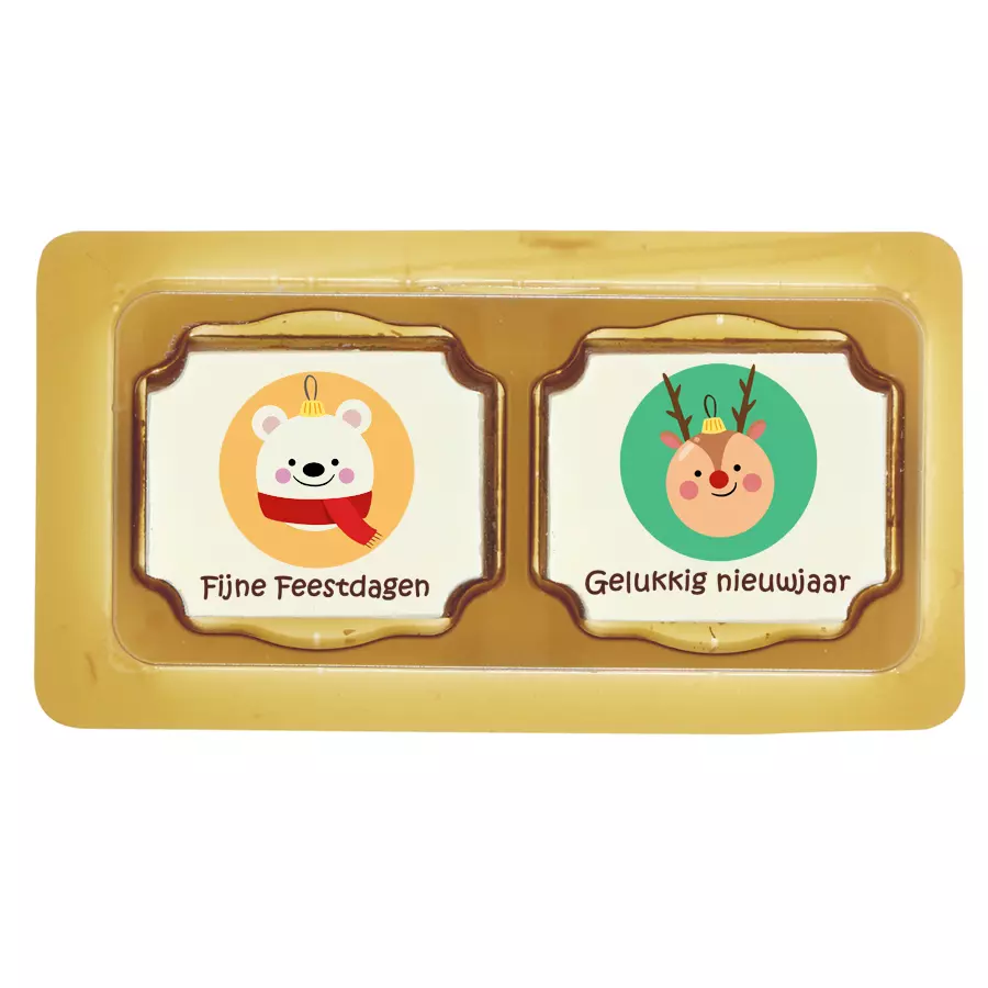 2 Kerst bonbons in een blisterdoosje