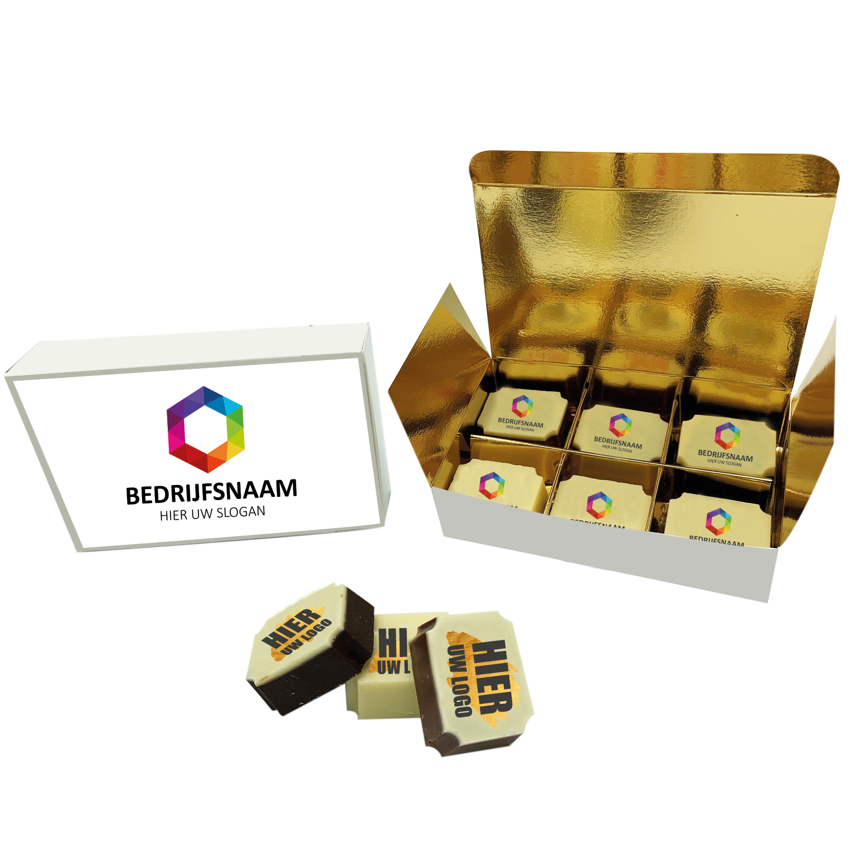 vip doosje, chocolade met een logo