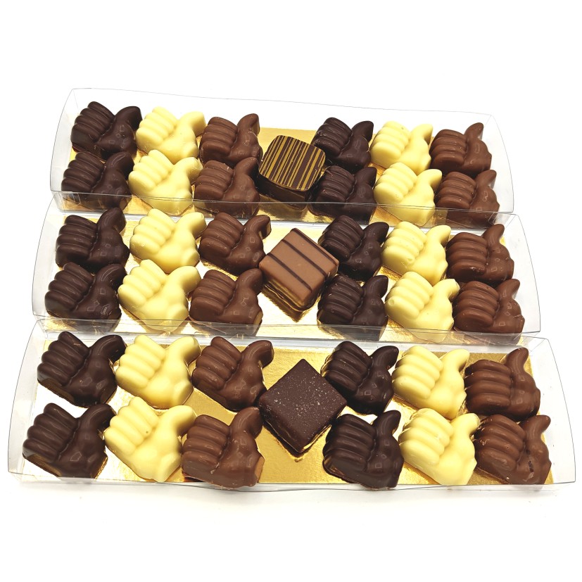 Chocolade duimpjes, duimpje omhoog