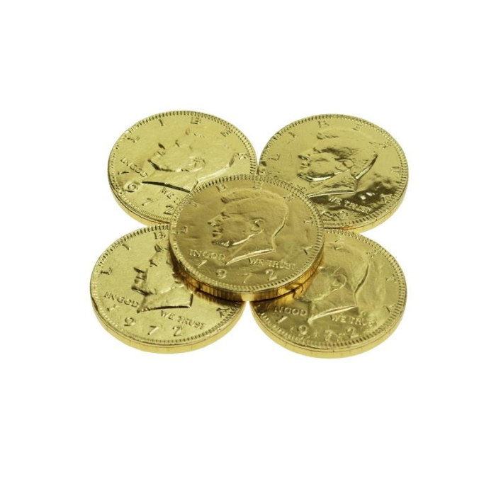 Munt lichtgoud 38mm Chocolade munt 3,8 cm met logo