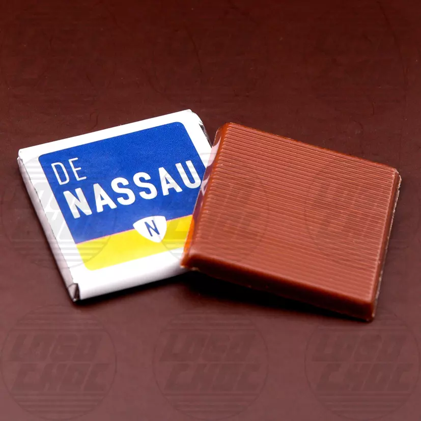 Napolitain chocolaatje, 5 gram met bedrukte wikkel KLEINE OPLAGE!