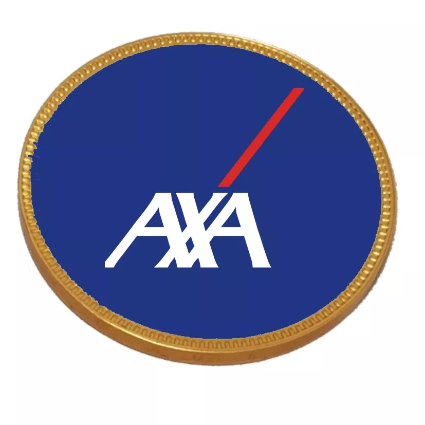 Gouden koffiechocolade munt met logosticker