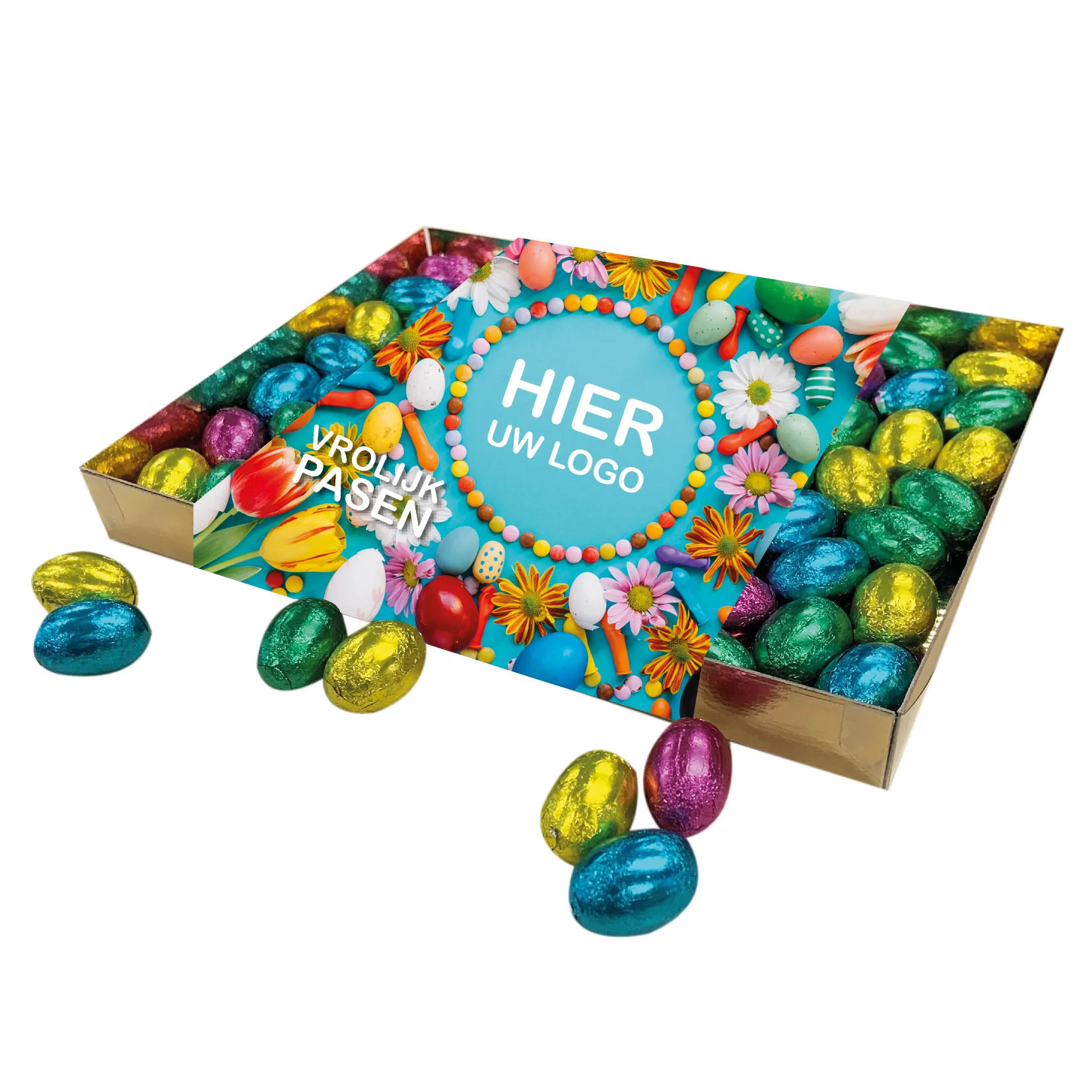 Geschenkdoos met 1 kilo! paaseitjes - Inclusief banderol