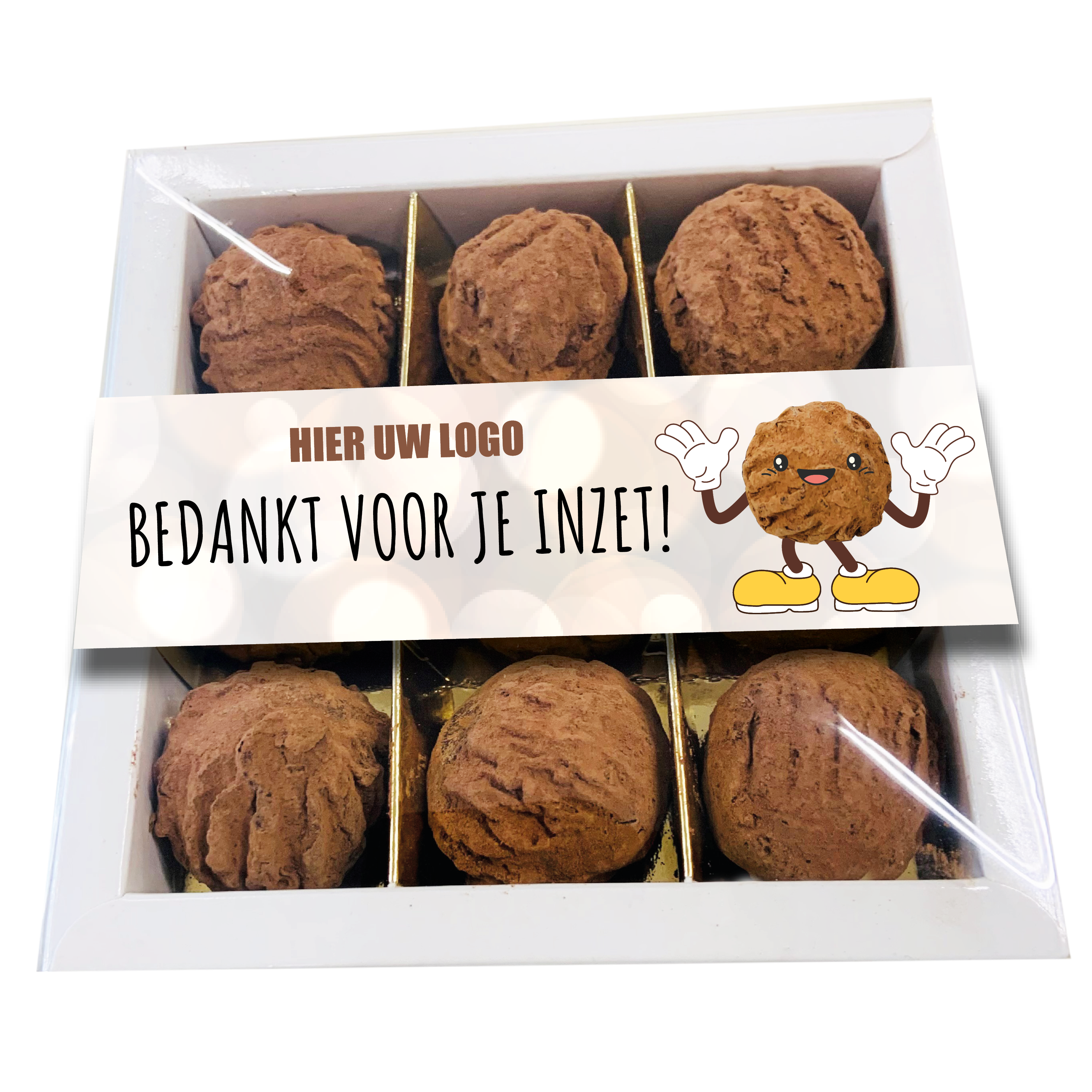 9 heerlijke roomtruffels in geschenkdoos (incl. banderol)