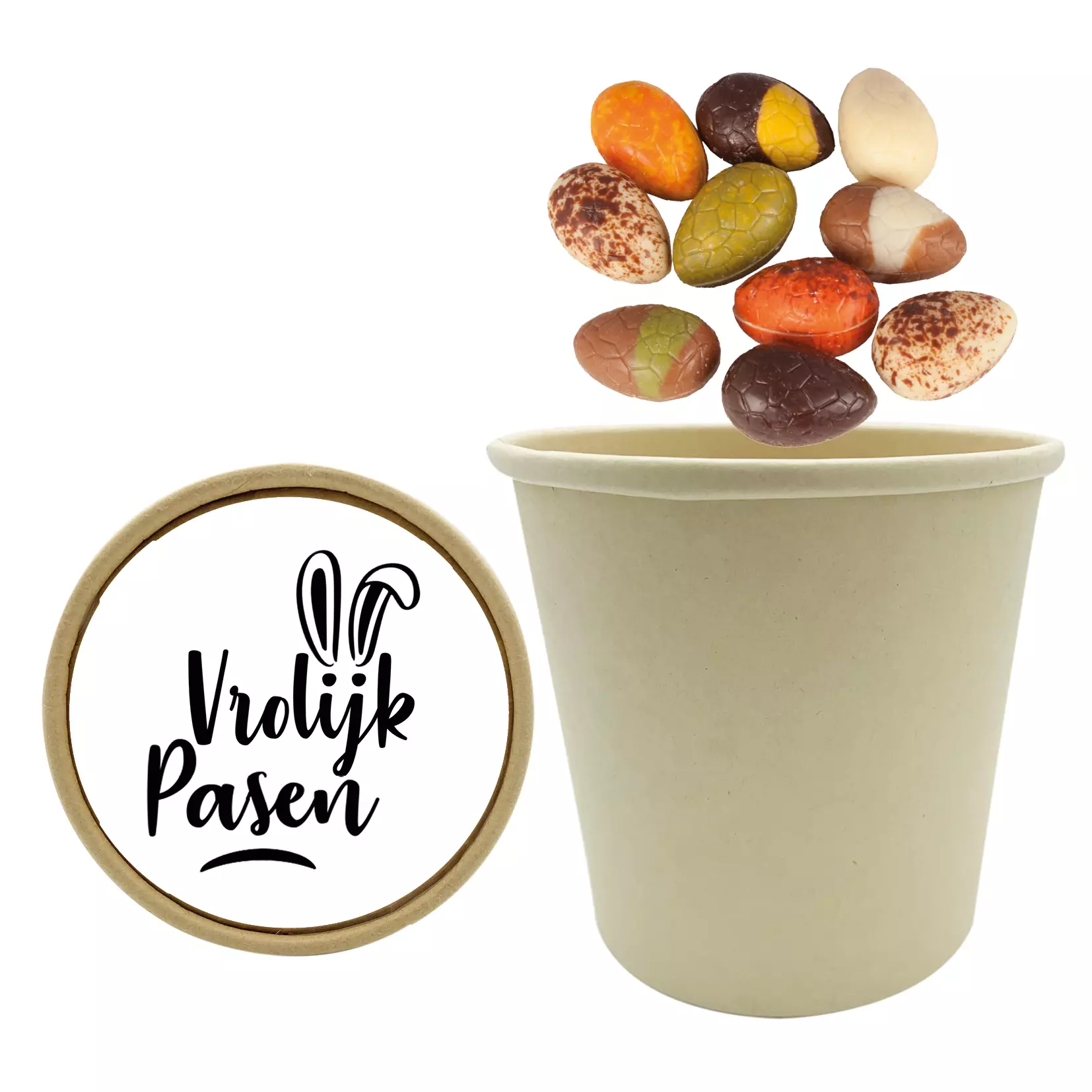 Paas chocolade, paas eieren, praline, paas chocolade met een logo, Pasen, biologisch