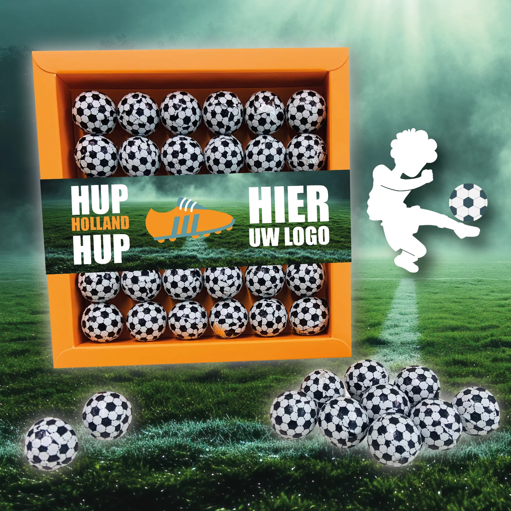 chocolade voetballetjes in doosje