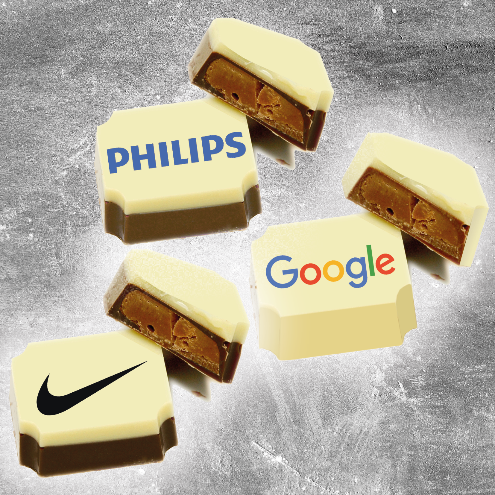 Logobonbons rechthoek chocolade met een logo, logobonbons