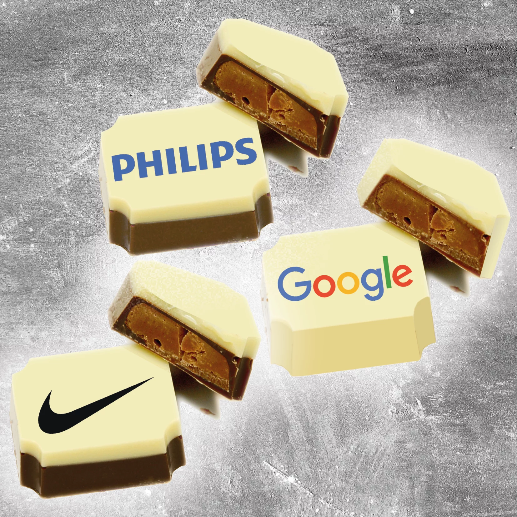 Logobonbons rechthoek chocolade met een logo, logobonbons