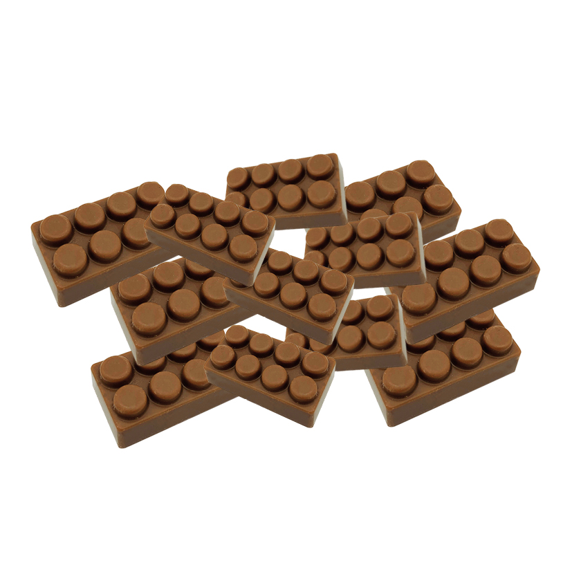 Doosje met 10 chocolade PAAS bouwblokjes inclusief banderol