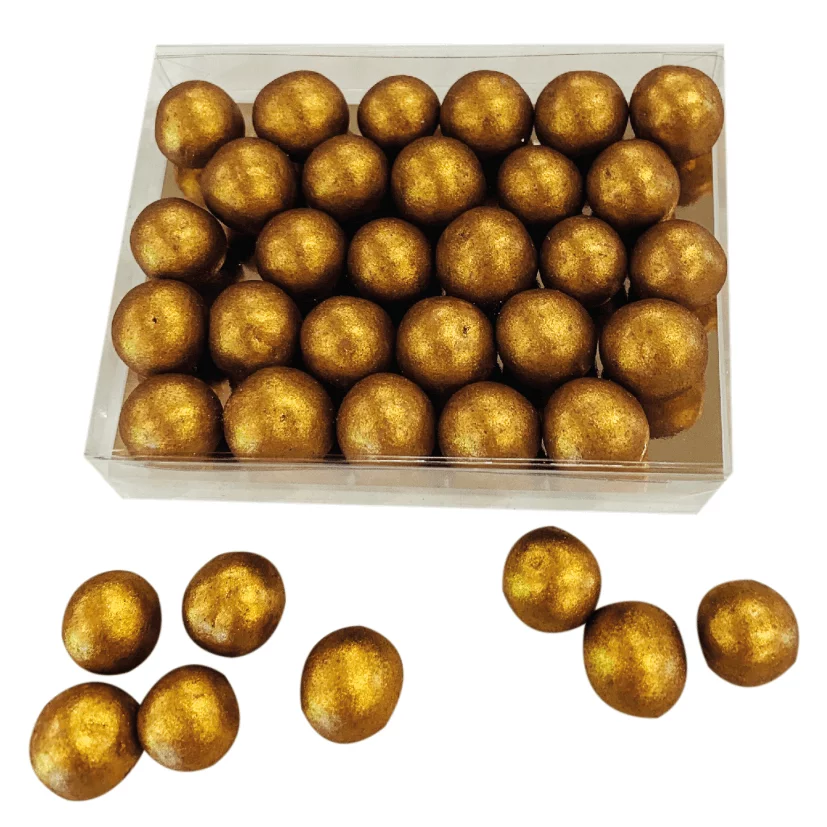 SINT Geschenkdoosje met gouden chocolade crispy parels - inclusief banderol