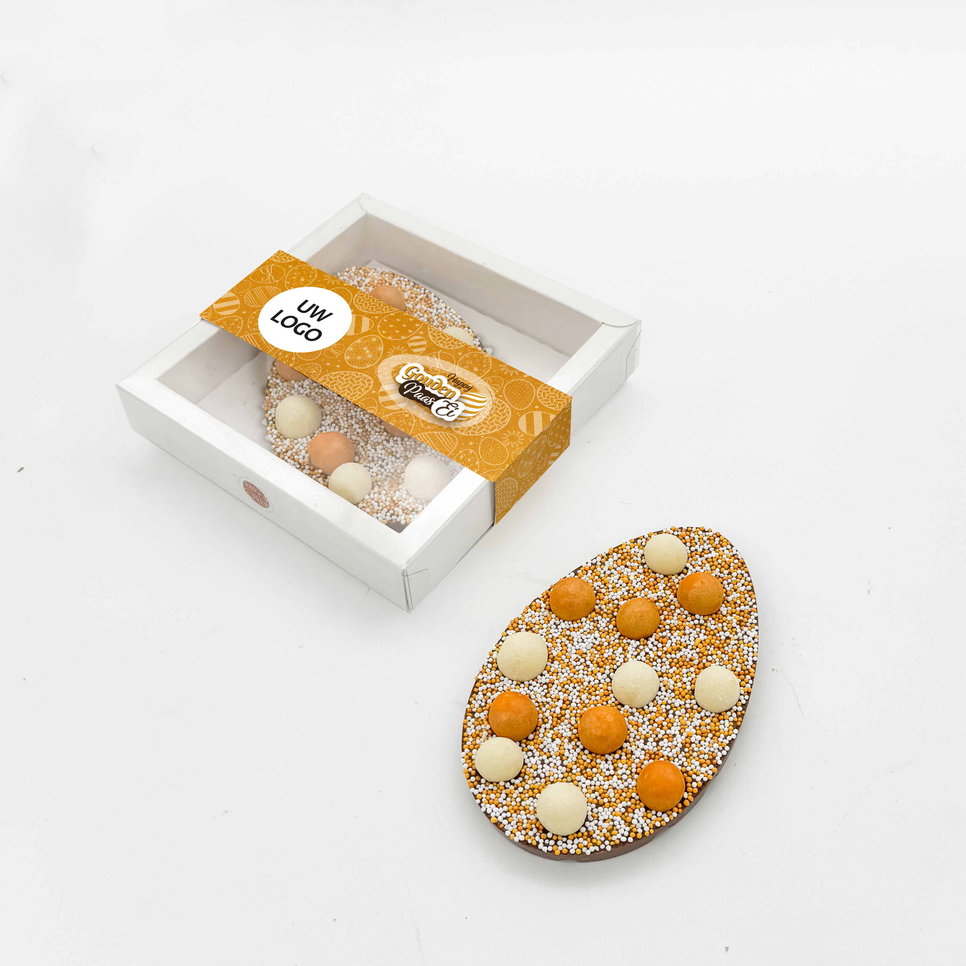 Paas chocolade, paas eieren, chrunch, paas chocolade met een logo, Pasen, gouden ei