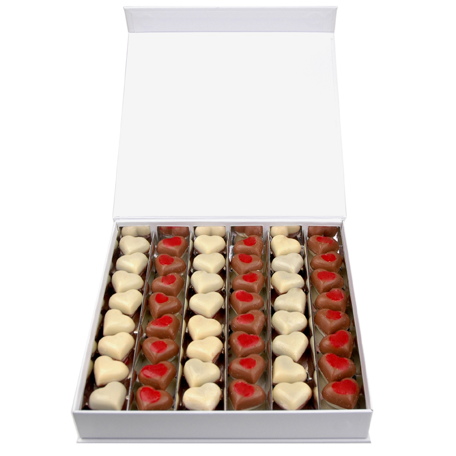 Luxe doos 48 hartjes bonbons 