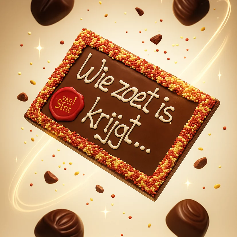 wie zoet is krijgt lekkers, sint chocolade