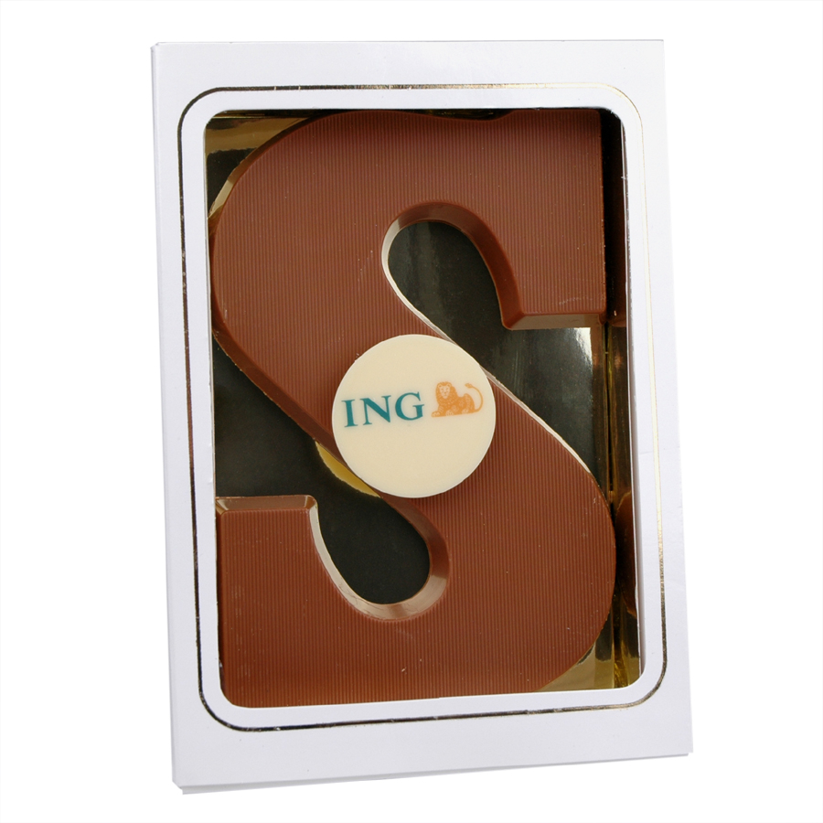 Chocoladeletter met logo 200 gram A t/m Z 