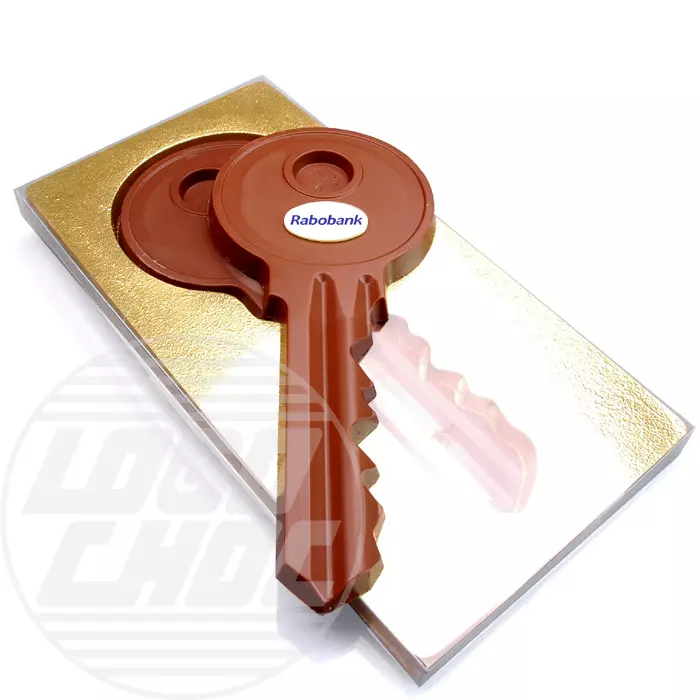 Chocolade sleutel met logo Chocolade sleutel 19 cm