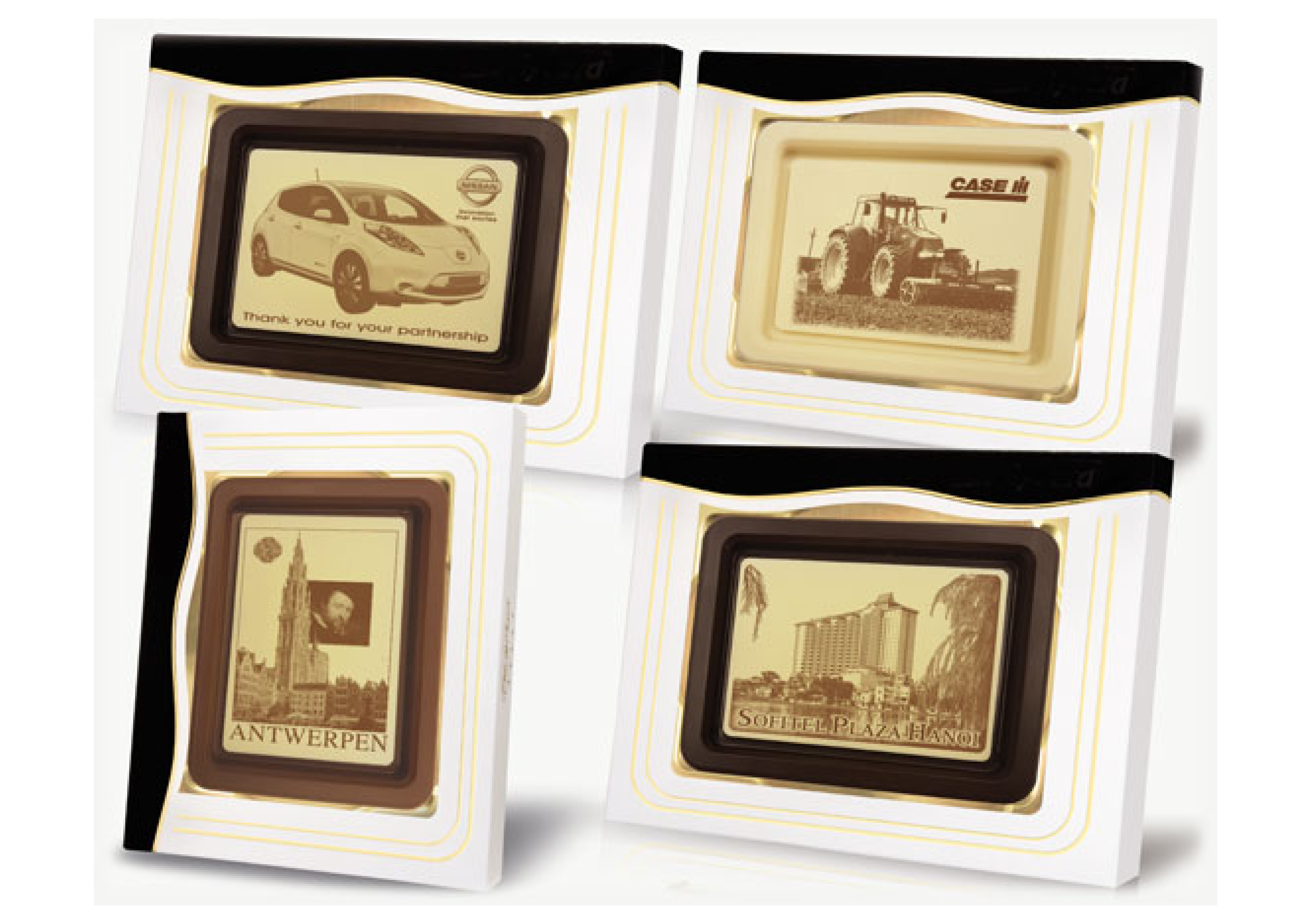 chocolade kerstkaart, chocolade met een logo
