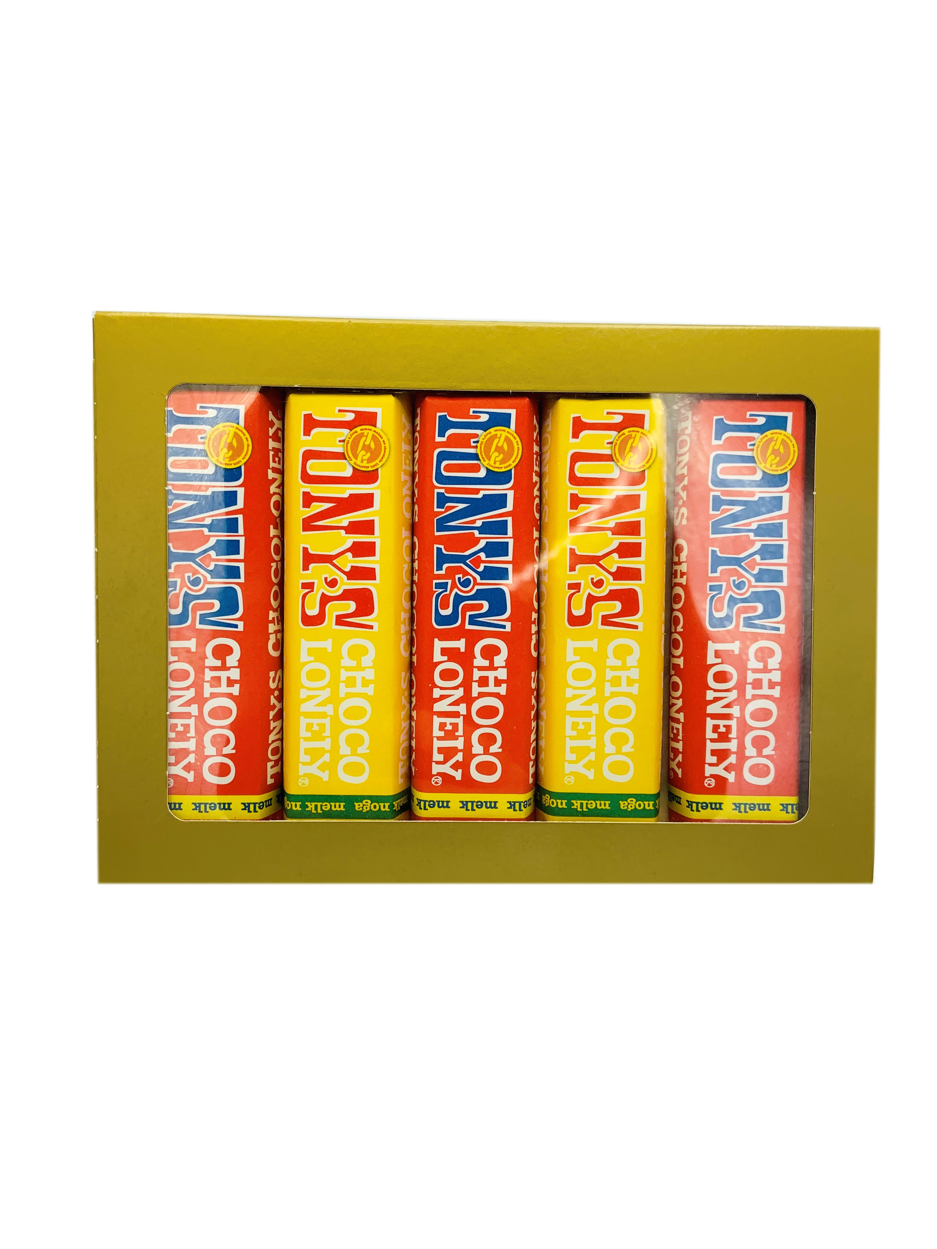 Geschenkdoos met 5 kleine Tony Chocolonely repen 