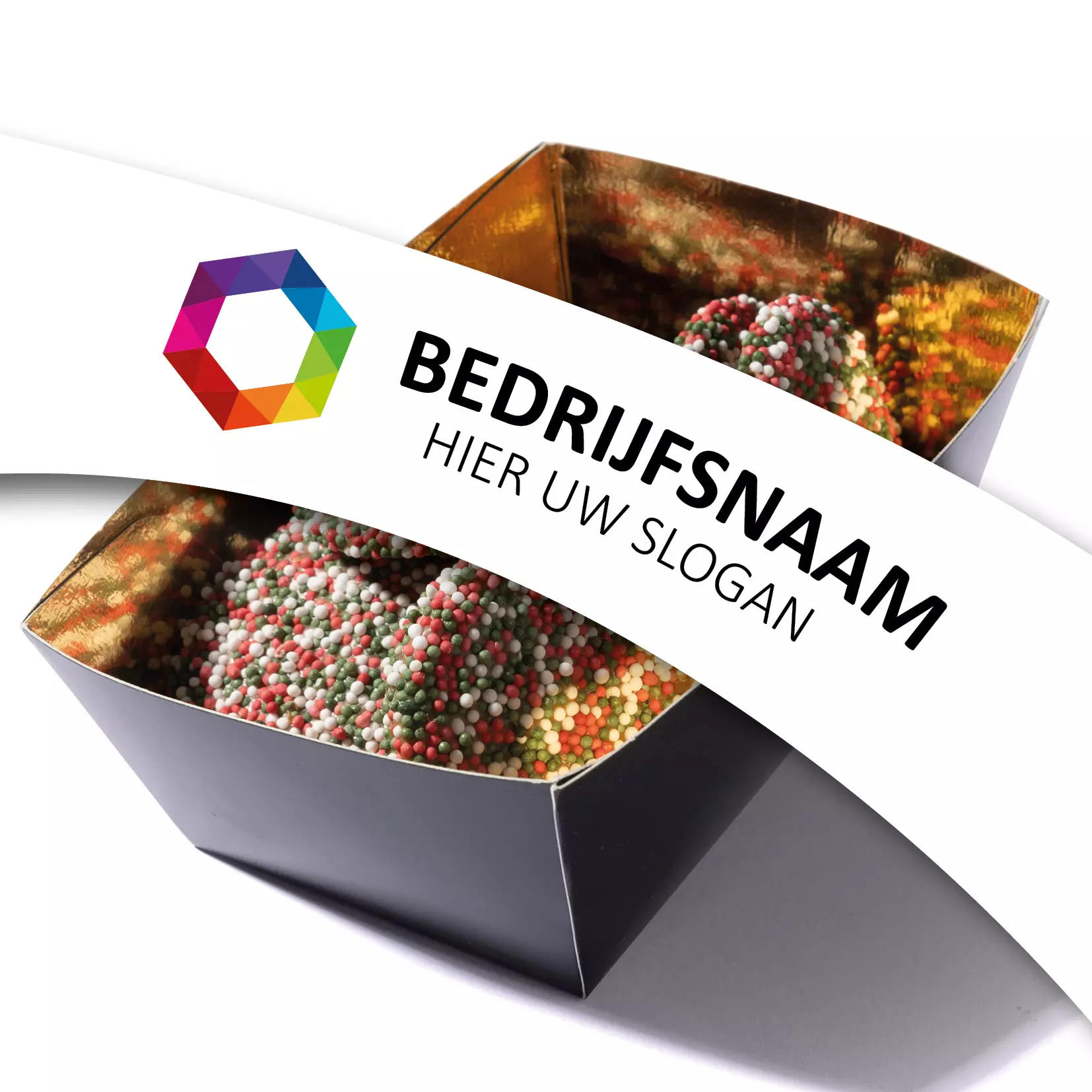 Chocolade bakje 175 gram, flowpack bakje chocolade, musket, kerst, disco, chocolade met een logo