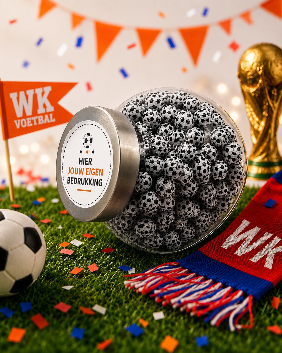 Glazen pot 1500 gram voetballetjes 