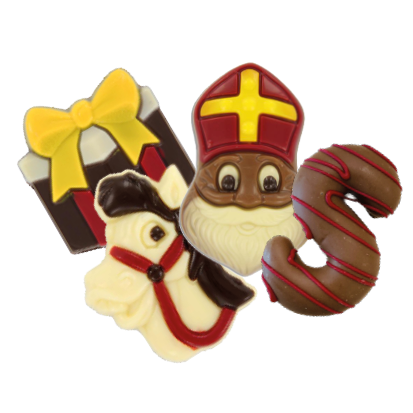 Bio Snoepbeker met diverse sint chocolade - inclusief dekselsticker
