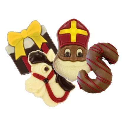 Bio Snoepbeker met diverse sint chocolade - inclusief dekselsticker