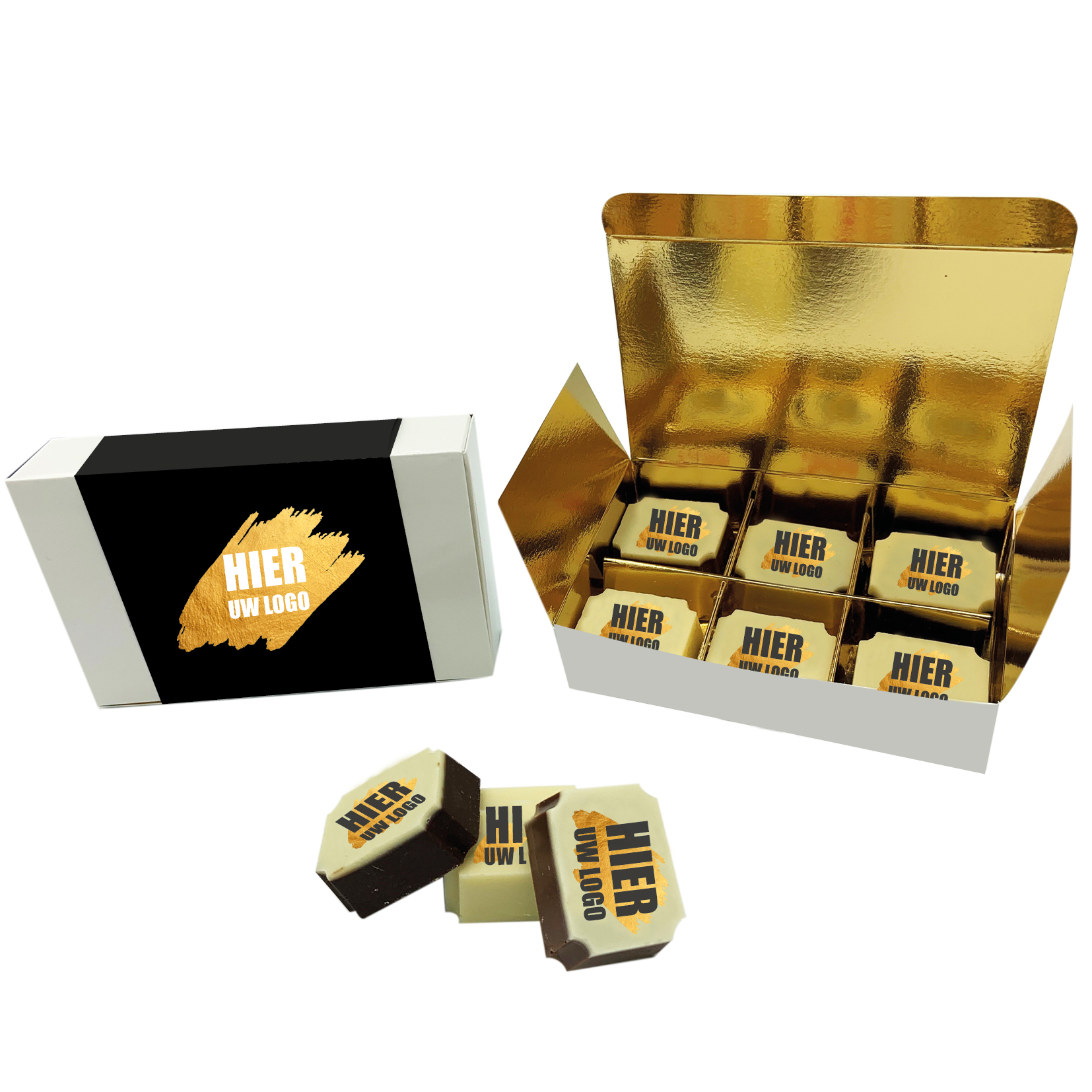 vip doosje, chocolade met een logo