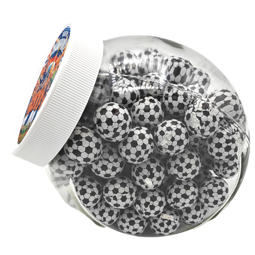 snoeppot met chocolade voetballetjes