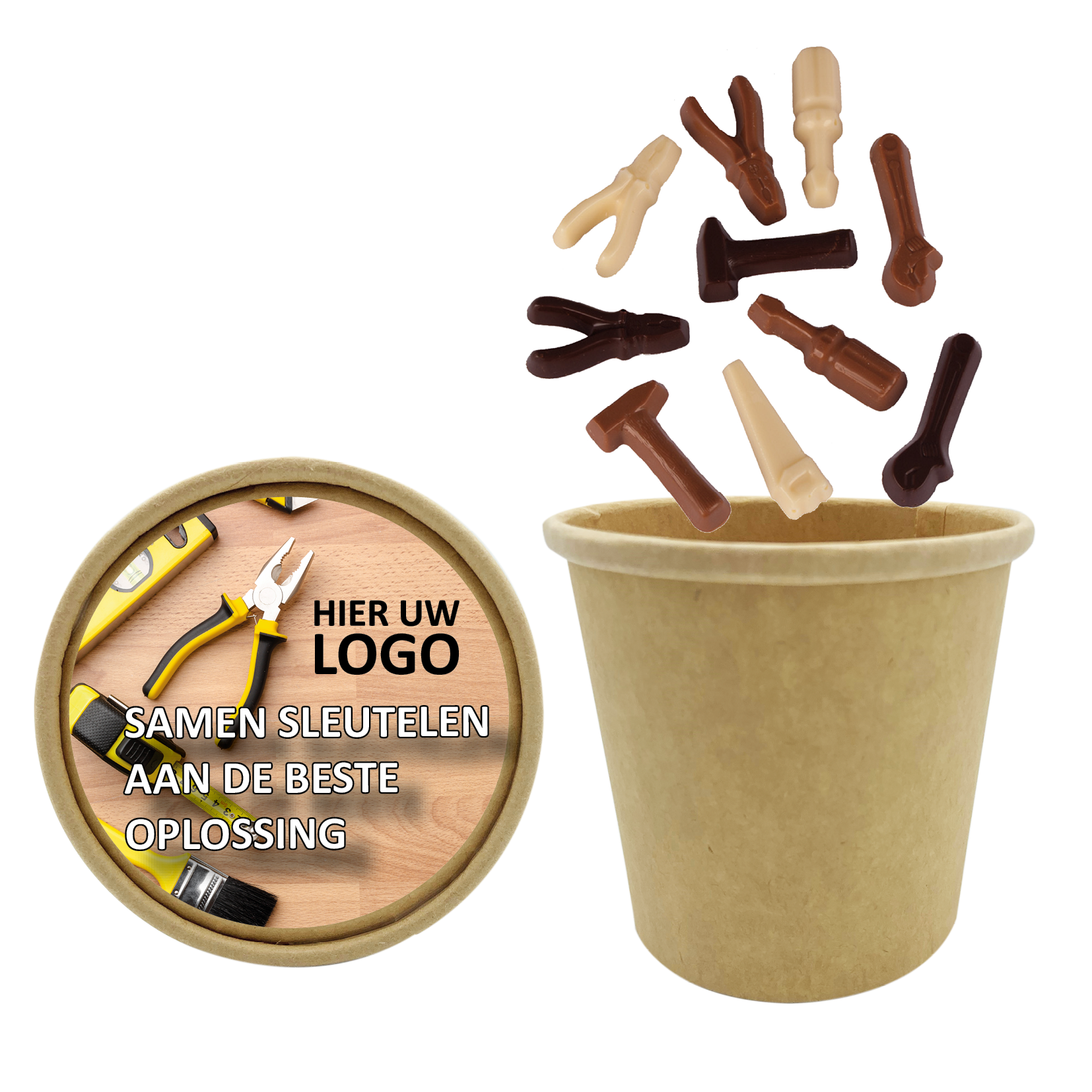 biobeker klus chocolade, chocolade met een logo