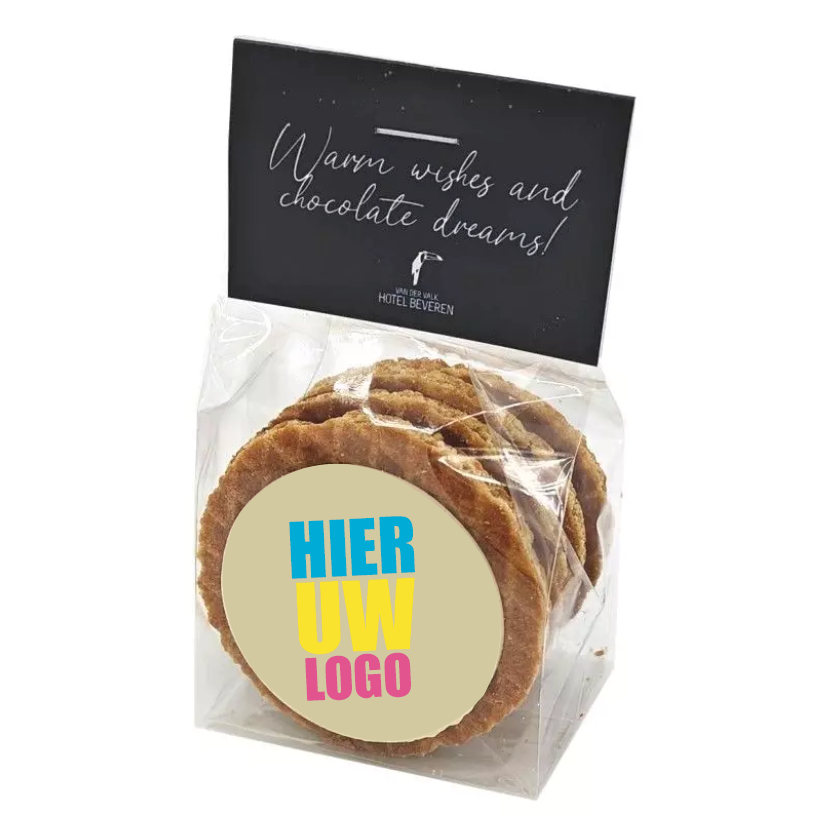 Stroopwafels met chocoladeschildje en kopkaartje (klein 4 stuks)