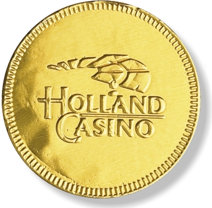 Chocolade munt 38 mm met logo Chocolade munt 3,8 cm met logo