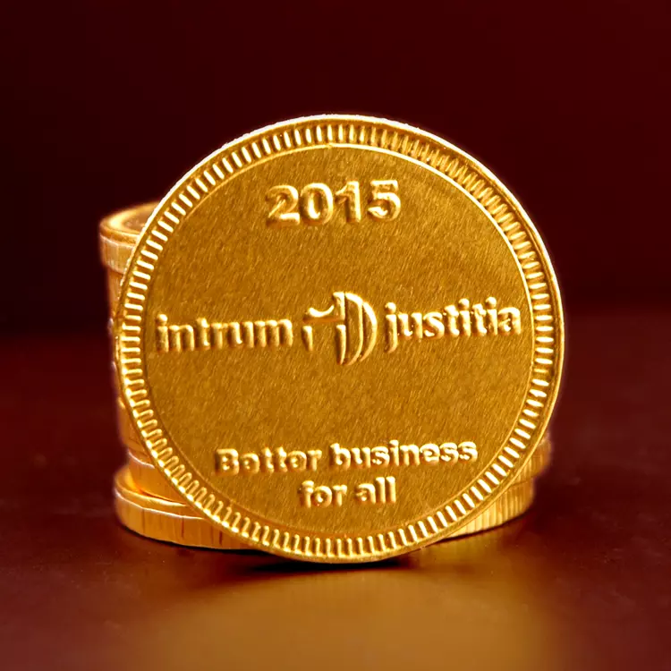 Chocolade munt 38 mm met logo Chocolade munt 3,8 cm met logo