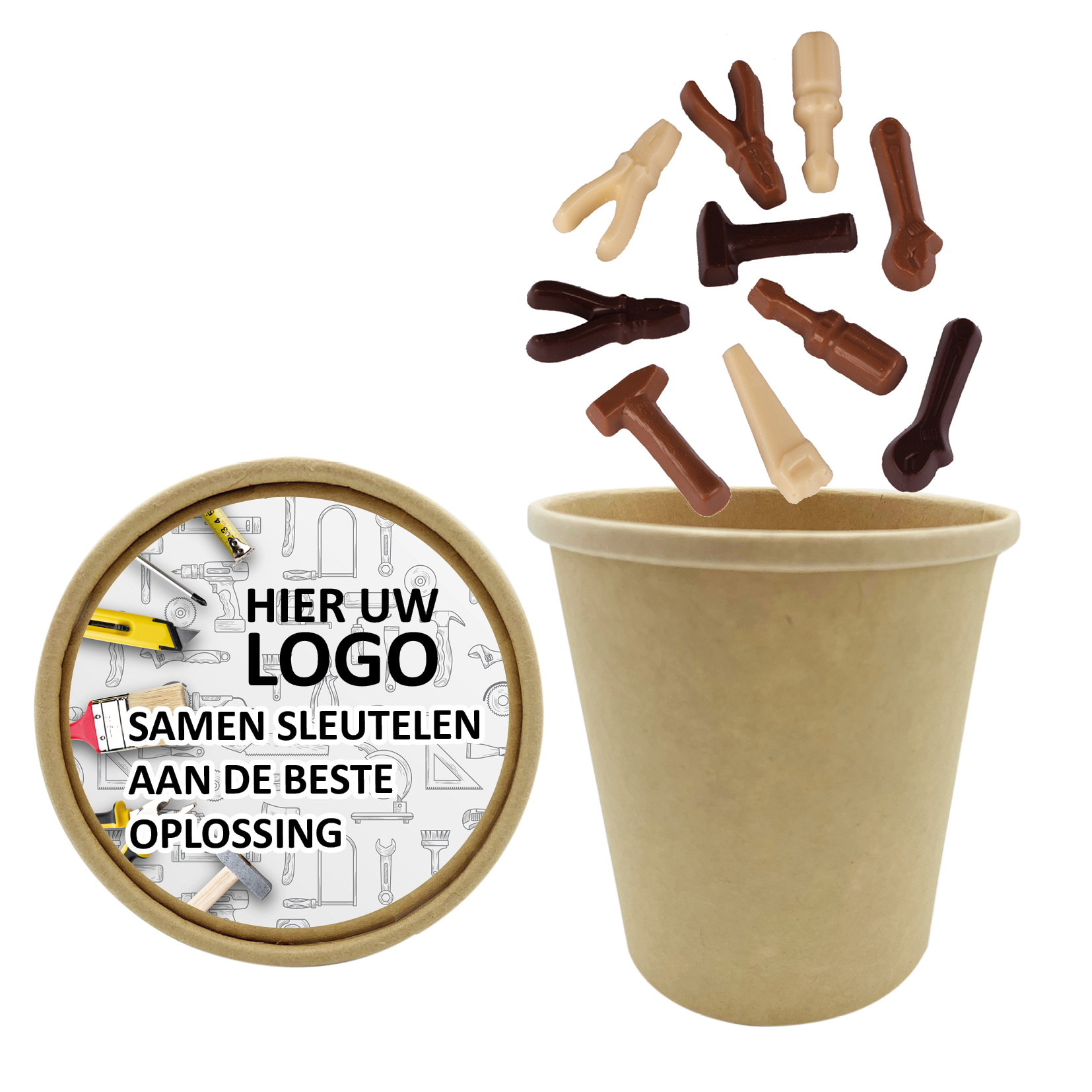 biobeker klus chocolade, chocolade met een logo