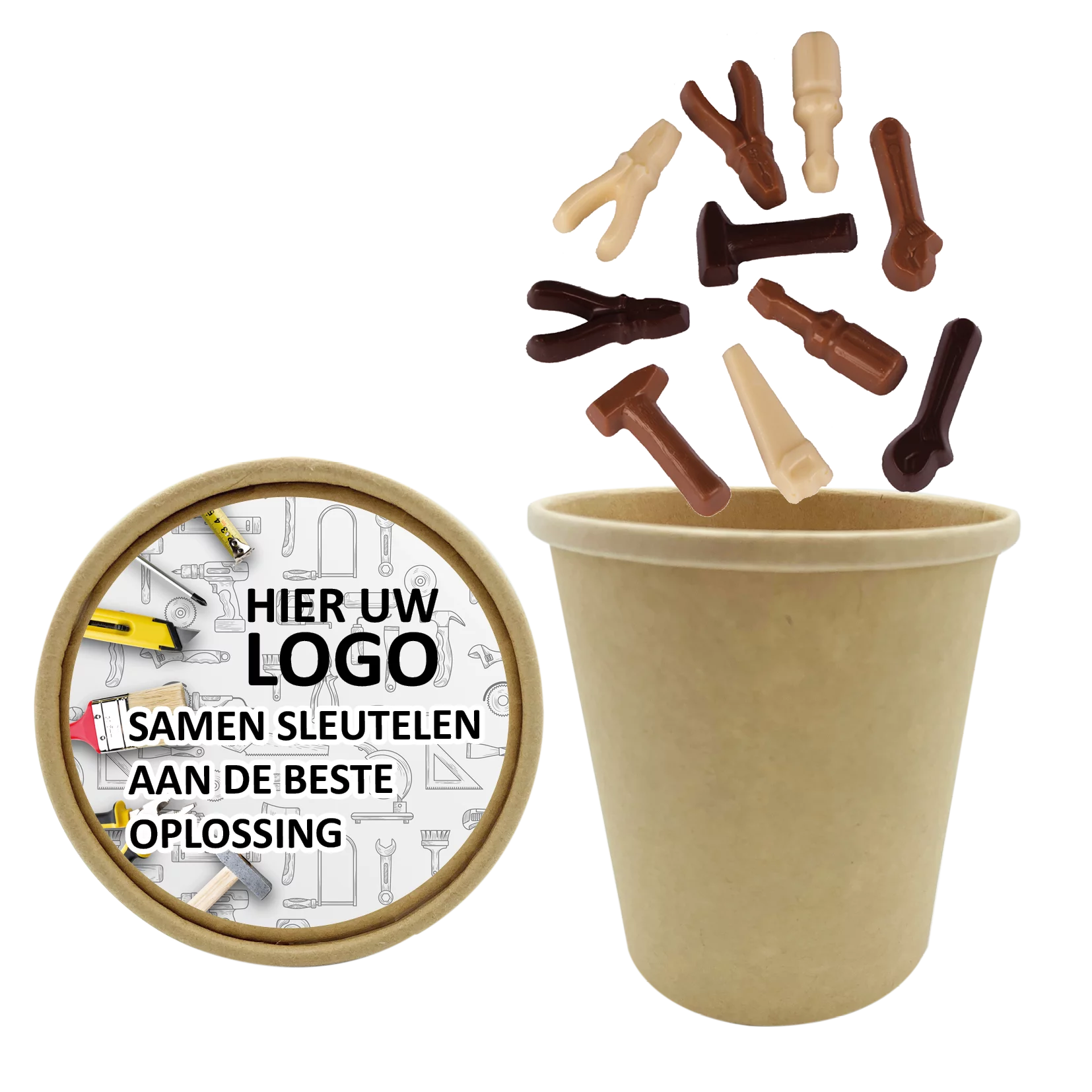 biobeker klus chocolade, chocolade met een logo