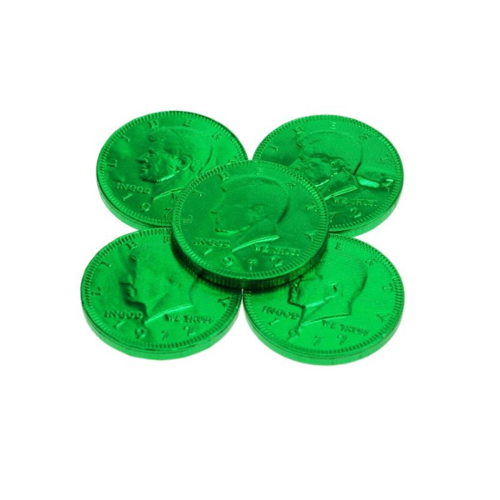 Munt groen 38 mm Chocolade munt 3,8 cm met logo