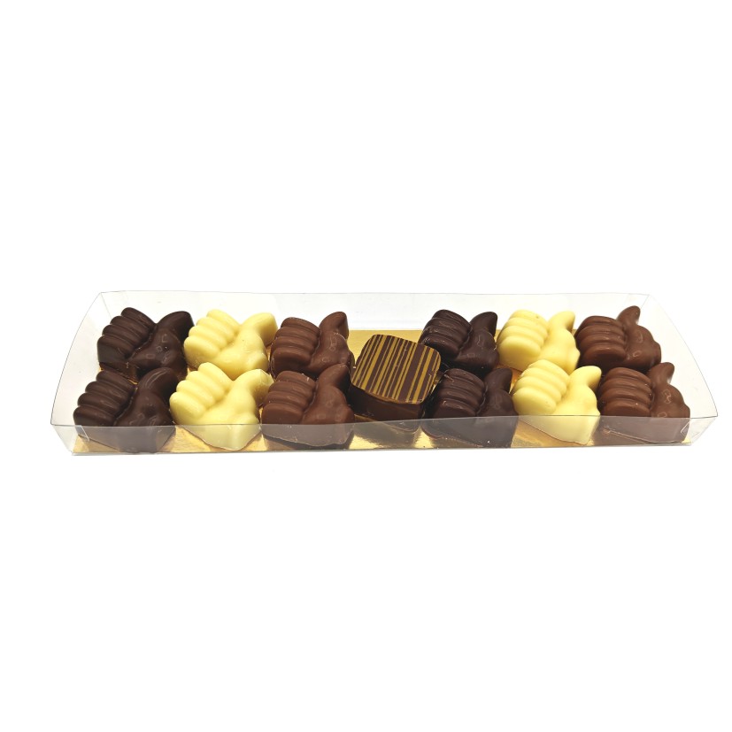 Chocolade duimpjes, duimpje omhoog