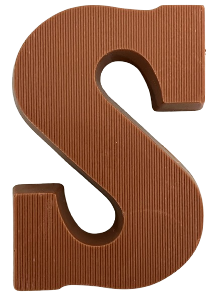 Chocoladeletter S gevuld met praliné, 120 gram