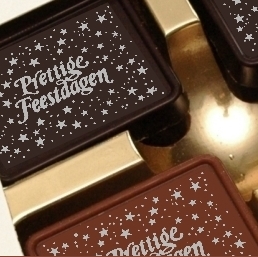 Prettige feestdagen chocolade standaard