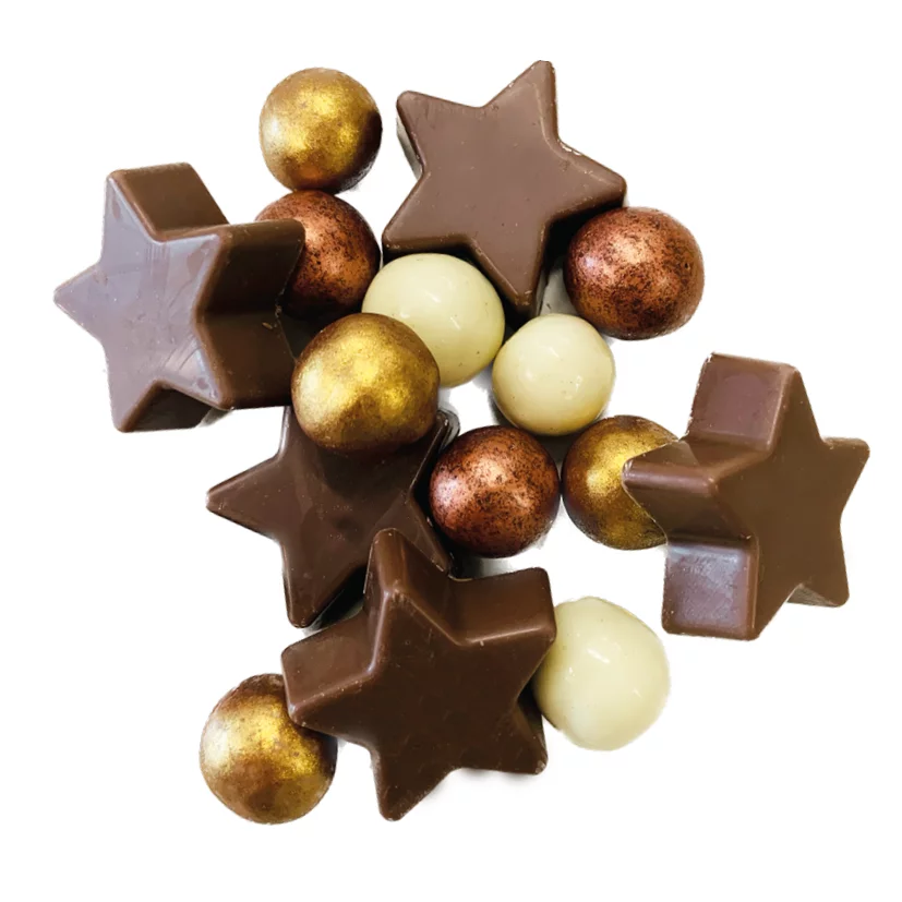 Bio Snoepbeker 250 gram kerstballetjes + kerststerretjes