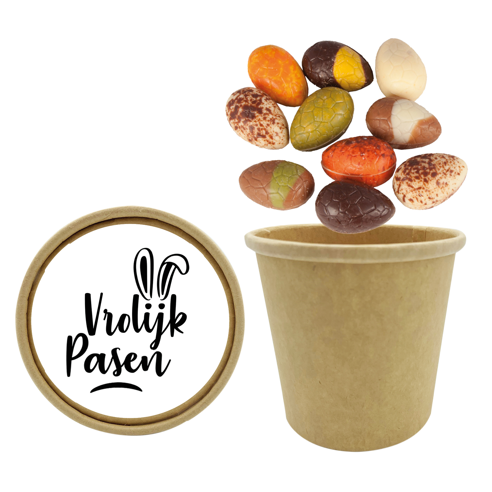 Paas chocolade, paas eieren, praline, paas chocolade met een logo, Pasen, biologisch