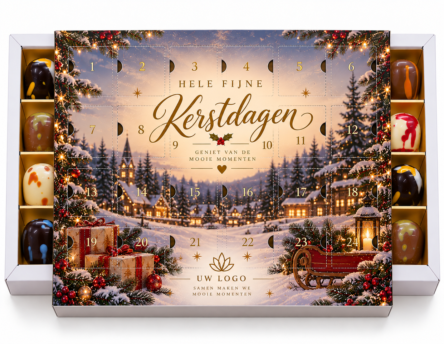 LUXE gepersonaliseerde adventskalender met 24 stuks smaakmakers bonbons 