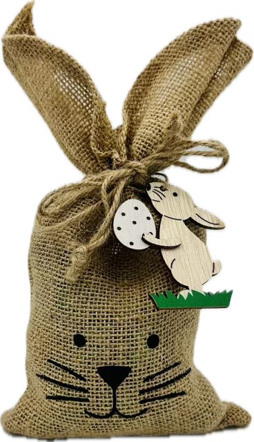 jute zakje met paaseitjes