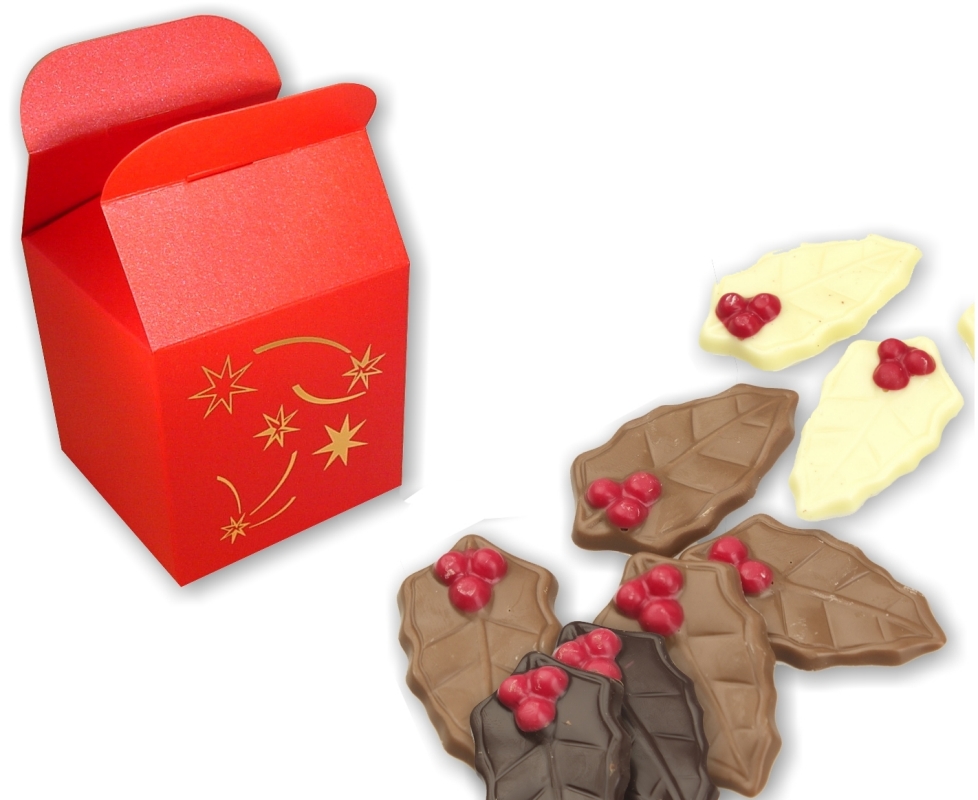 Rood Kersttasje 150 gr. Kerstchocolaatjes