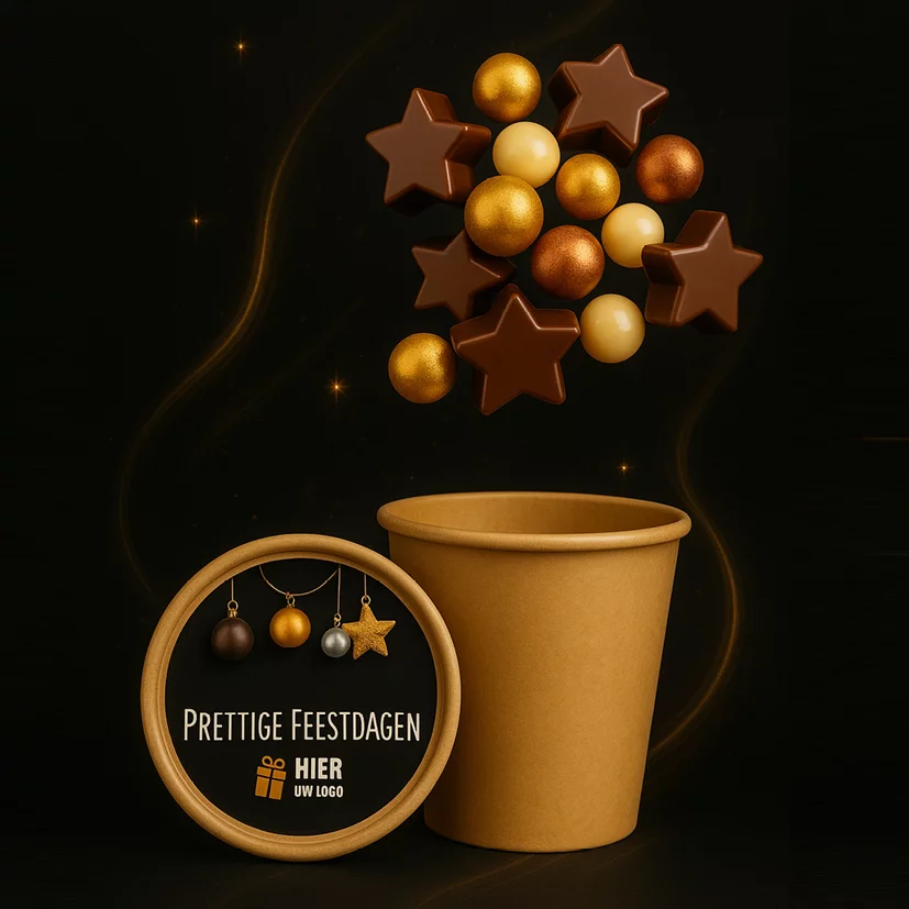 Bio Snoepbeker 250 gram kerstballetjes + kerststerretjes