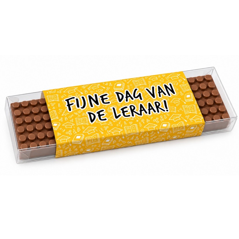 Doosje met 18 chocolade bouwblokjes Dag van de leraar