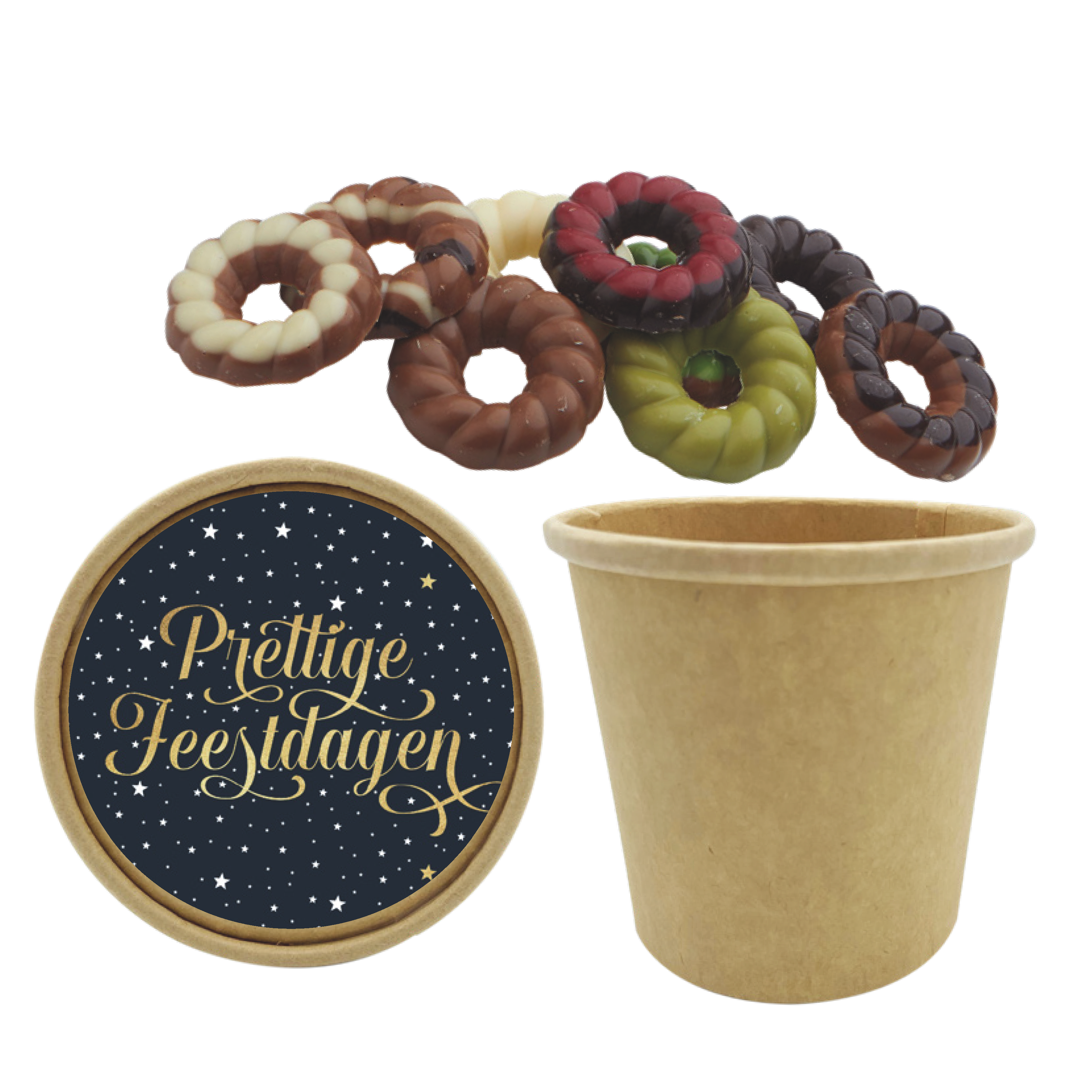 biologisch afbreekbare beker met kerst chocolade