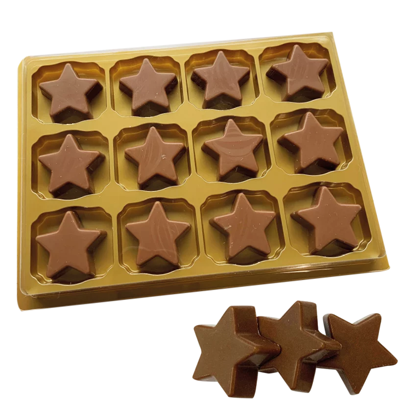 chocolade sterren, sterretjes, sterretjes met logo