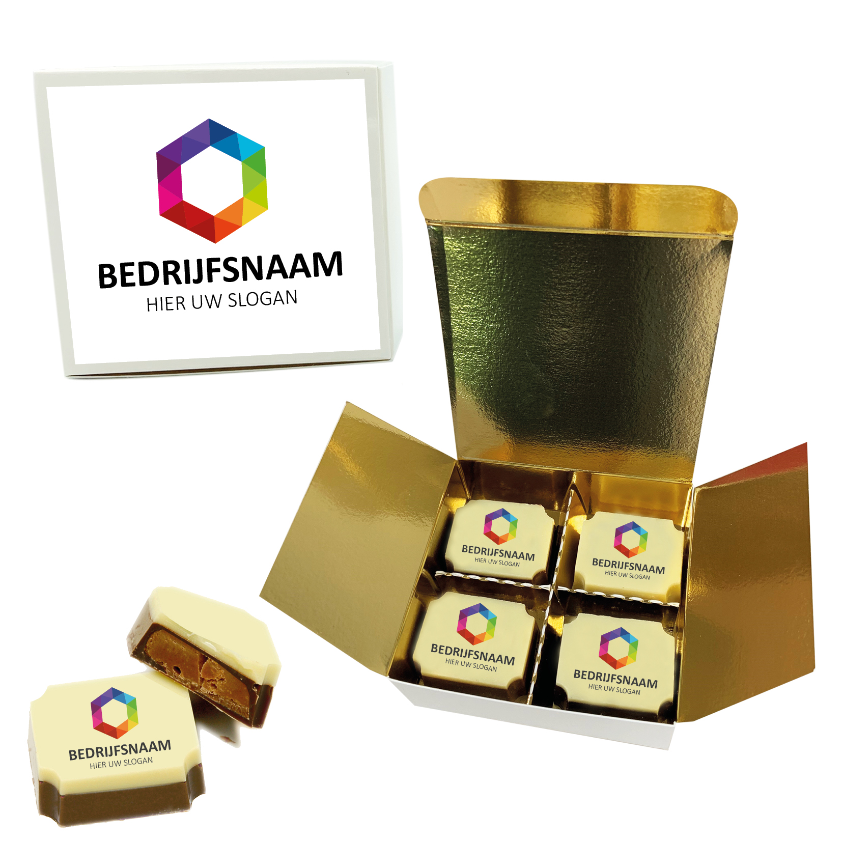vip doosje, chocolade met een logo